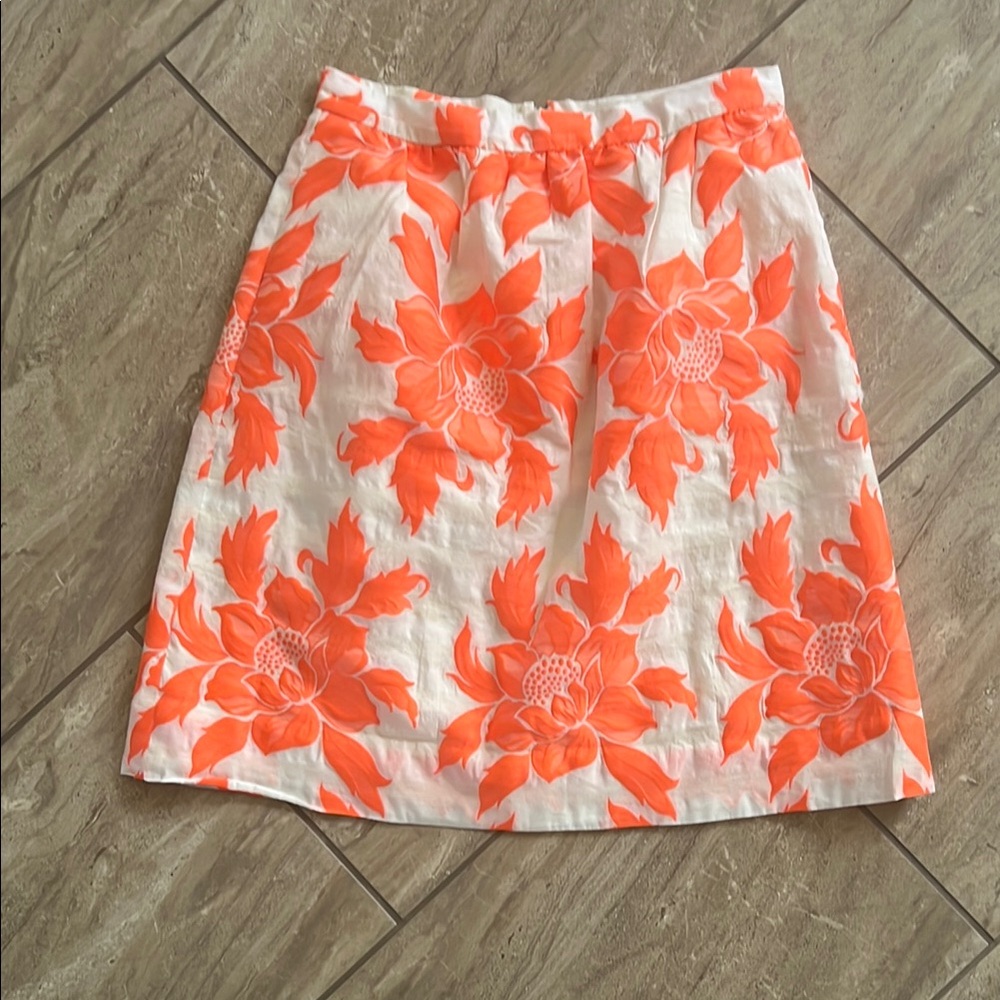 Orange A-Line Knee-Length Resort Skirt